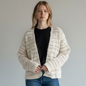 Vintage Tiara International Crochet Knit Cardigan